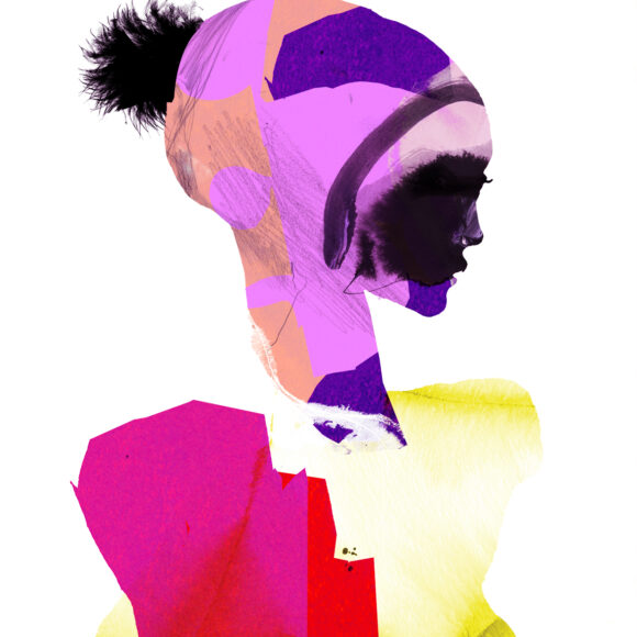 Mohawk yellow on pink on red on black