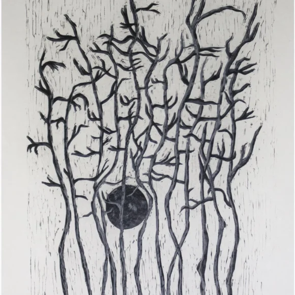 The moon was setting among the trees II